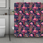 Tropical Flamingo Aloha Pattern Print Polyester Shower Curtain