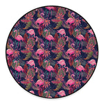 Tropical Flamingo Aloha Pattern Print Round Floor Mat