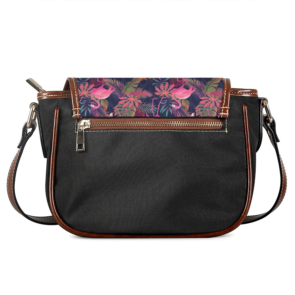 Tropical Flamingo Aloha Pattern Print Saddle Bag