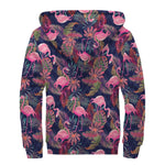 Tropical Flamingo Aloha Pattern Print Sherpa Lined Zip Up Hoodie