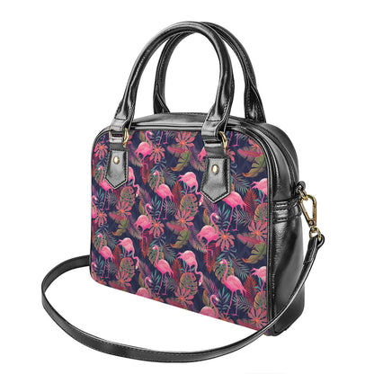 Tropical Flamingo Aloha Pattern Print Shoulder Handbag