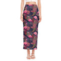 Tropical Flamingo Aloha Pattern Print Side Slit Maxi Skirt
