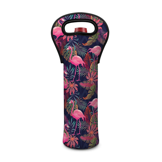 Tropical Flamingo Aloha Pattern Print Single Neoprene Wine Tote