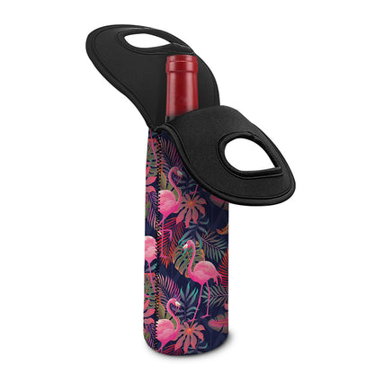 Tropical Flamingo Aloha Pattern Print Single Neoprene Wine Tote