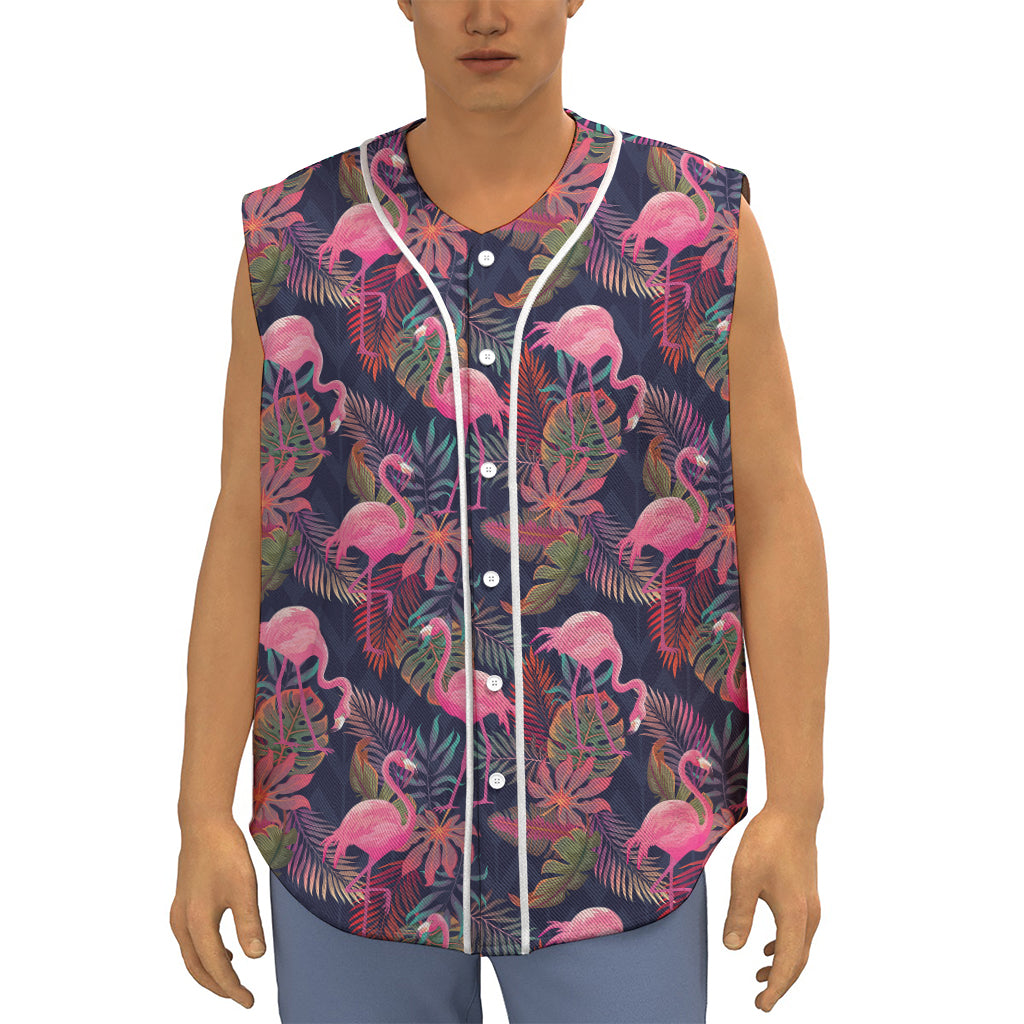 Tropical Flamingo Aloha Pattern Print Sleeveless Baseball Jersey