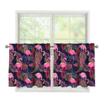 Tropical Flamingo Aloha Pattern Print Tier Curtains