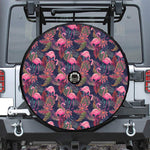 Tropical Flamingo Aloha Pattern Print Tire Cover With Camera Hole