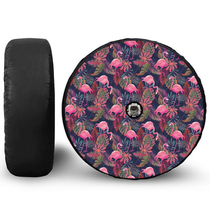 Tropical Flamingo Aloha Pattern Print Tire Cover With Camera Hole