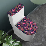 Tropical Flamingo Aloha Pattern Print Toilet Lid And Tank Cover Set