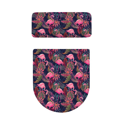 Tropical Flamingo Aloha Pattern Print Toilet Lid And Tank Cover Set