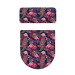 Tropical Flamingo Aloha Pattern Print Toilet Lid And Tank Cover Set