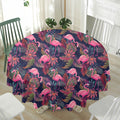 Tropical Flamingo Aloha Pattern Print Waterproof Round Tablecloth