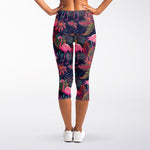 Tropical Flamingo Aloha Pattern Print Women's Capri Leggings