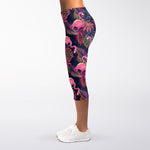 Tropical Flamingo Aloha Pattern Print Women's Capri Leggings