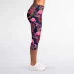 Tropical Flamingo Aloha Pattern Print Women's Capri Leggings