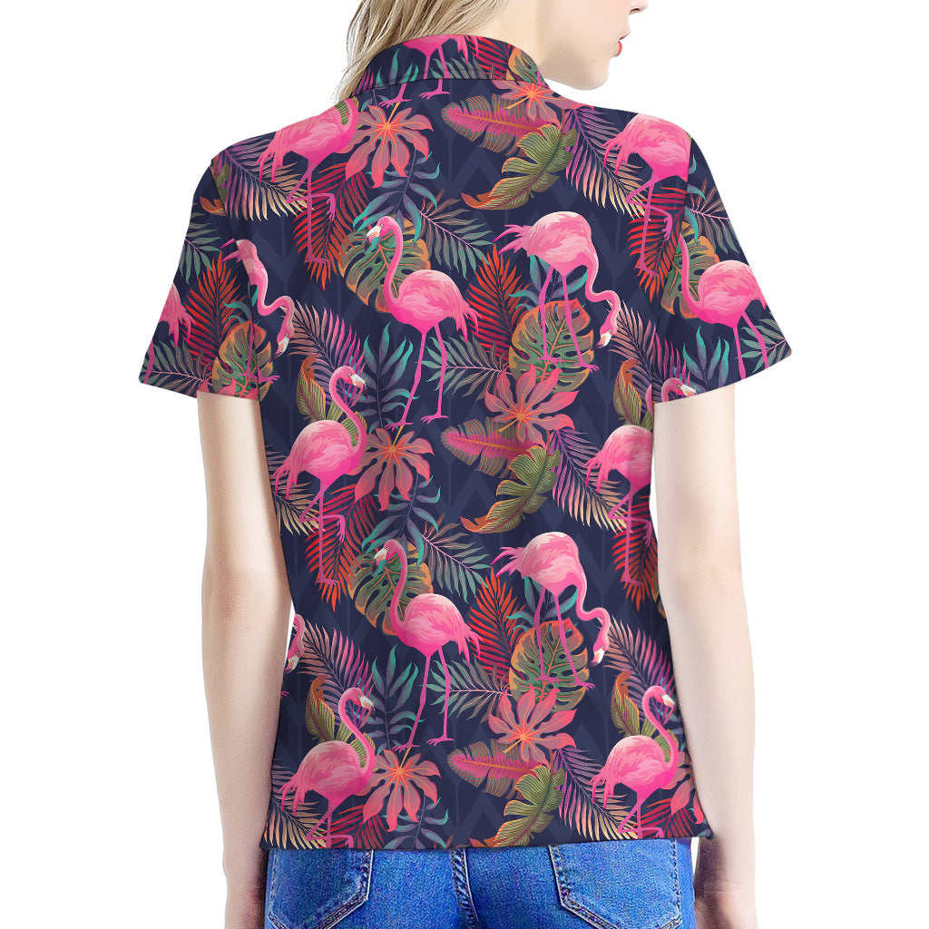 Tropical Flamingo Aloha Pattern Print Women's Polo Shirt