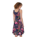 Tropical Flamingo Aloha Pattern Print Women's Sleeveless Dress