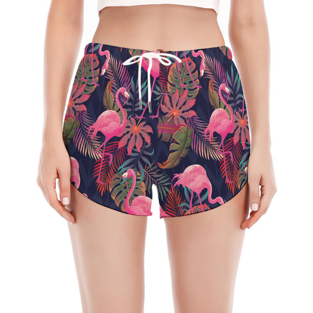 Tropical Flamingo Aloha Pattern Print Women's Split Running Shorts