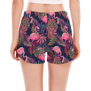 Tropical Flamingo Aloha Pattern Print Women's Split Running Shorts