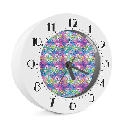 Tropical Flamingo And Hibiscus Print Alarm Clock