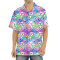 Tropical Flamingo And Hibiscus Print Aloha Shirt