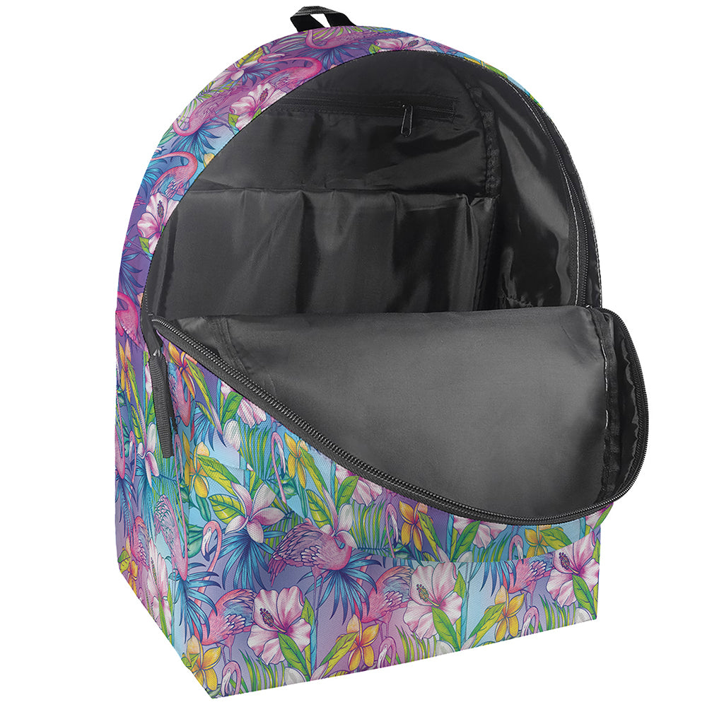 Tropical Flamingo And Hibiscus Print Backpack