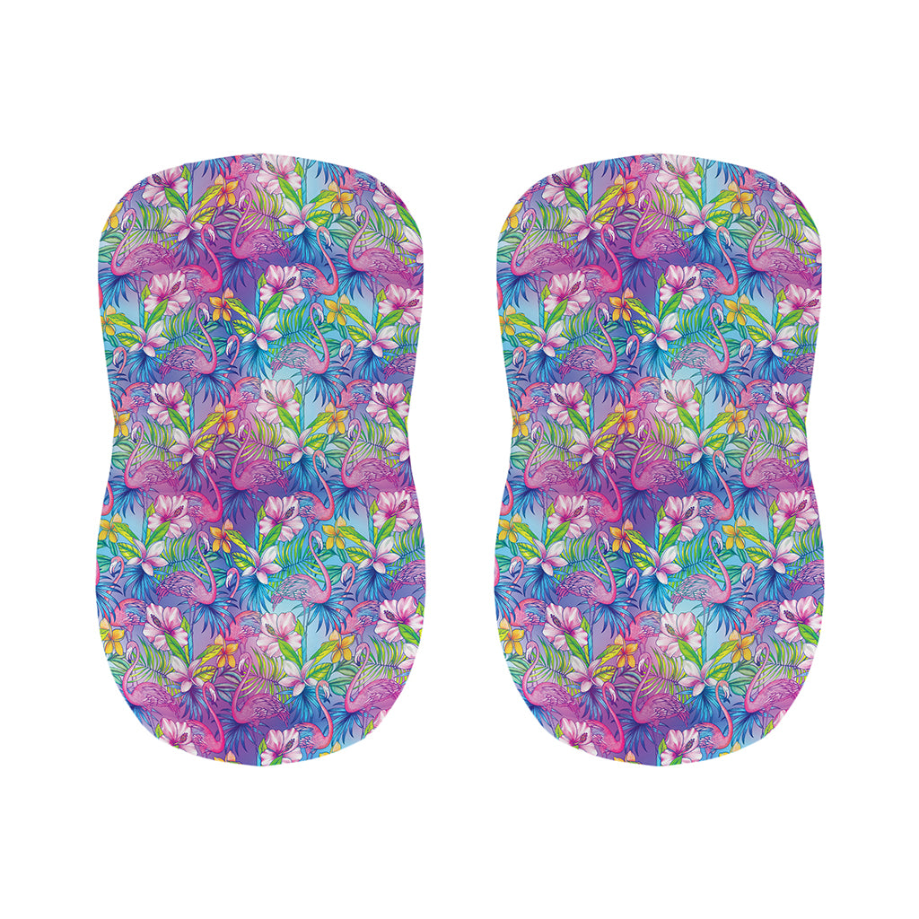 Tropical Flamingo And Hibiscus Print Bar Stool Covers