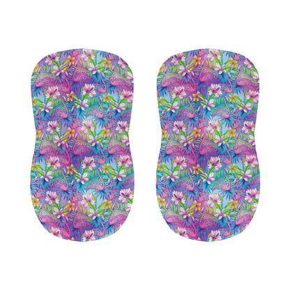 Tropical Flamingo And Hibiscus Print Bar Stool Covers