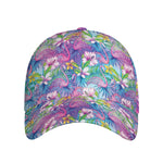 Tropical Flamingo And Hibiscus Print Baseball Cap