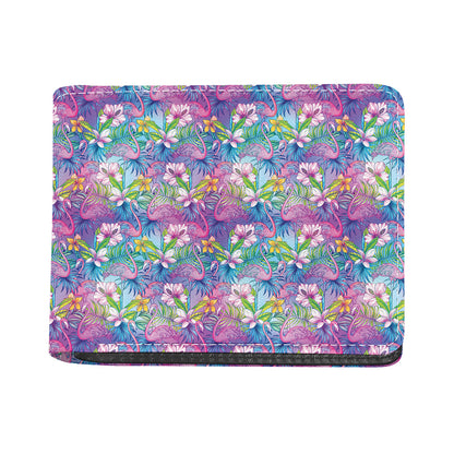 Tropical Flamingo And Hibiscus Print Bifold Wallet