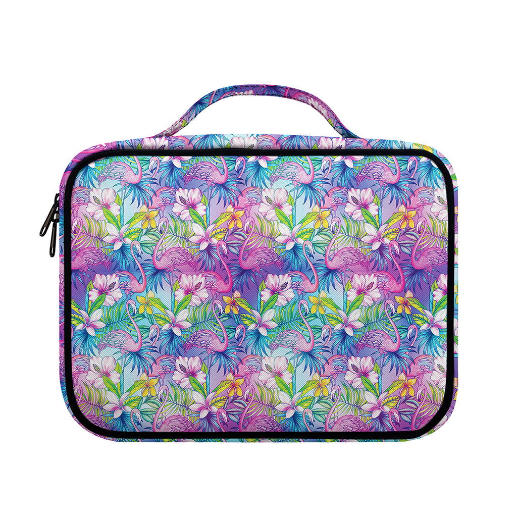 Tropical Flamingo And Hibiscus Print Briefcase Bible Bag