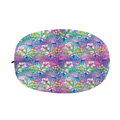 Tropical Flamingo And Hibiscus Print Car Side Mirror Covers