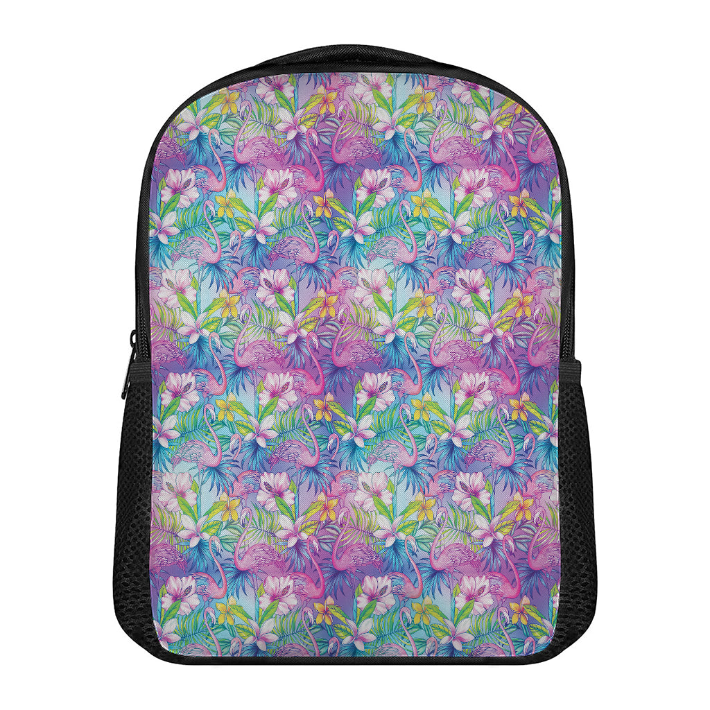 Tropical Flamingo And Hibiscus Print Casual Backpack