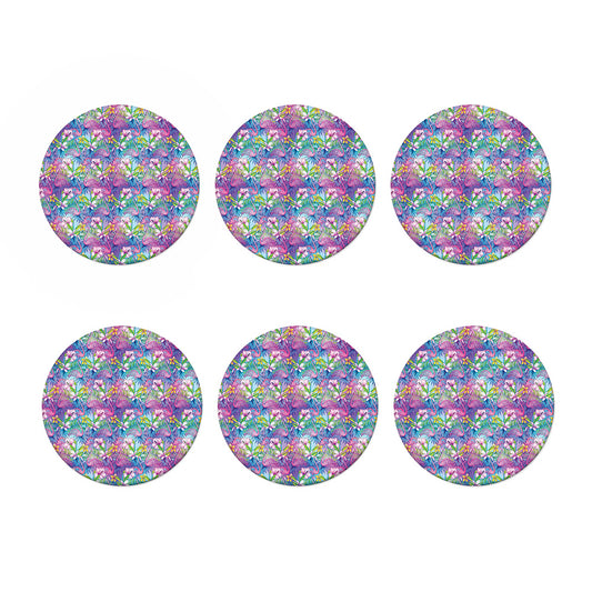 Tropical Flamingo And Hibiscus Print Coaster Set