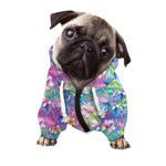 Tropical Flamingo And Hibiscus Print Dog Zip Up Hoodie