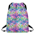 Tropical Flamingo And Hibiscus Print Drawstring Backpack