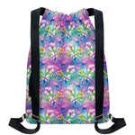 Tropical Flamingo And Hibiscus Print Drawstring Backpack