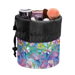 Tropical Flamingo And Hibiscus Print Drawstring Makeup Bag