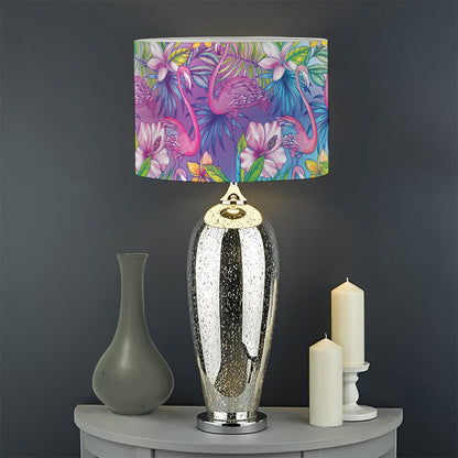 Tropical Flamingo And Hibiscus Print Drum Lamp Shade