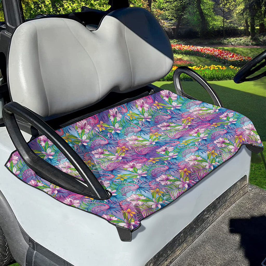 Tropical Flamingo And Hibiscus Print Golf Cart Seat Cover