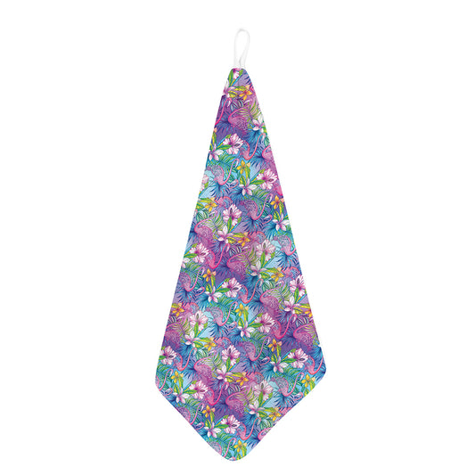 Tropical Flamingo And Hibiscus Print Hand Towel