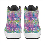 Tropical Flamingo And Hibiscus Print High Top Leather Sneakers