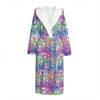 Tropical Flamingo And Hibiscus Print Hooded Bathrobe