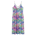 Tropical Flamingo And Hibiscus Print Jersey Midi Cami Dress