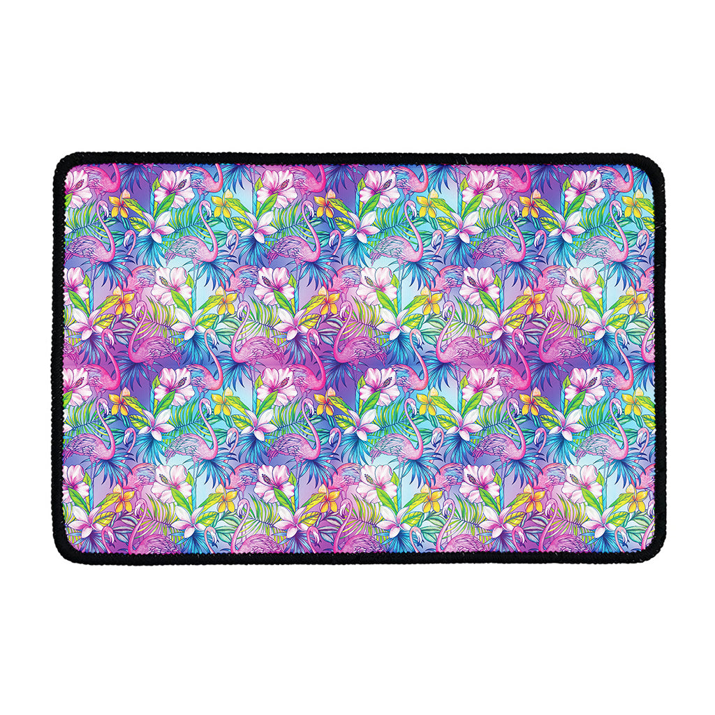 Tropical Flamingo And Hibiscus Print Kitchen Mat
