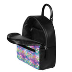 Tropical Flamingo And Hibiscus Print Leather Backpack