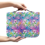 Tropical Flamingo And Hibiscus Print Leather Bible Cover