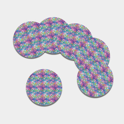 Tropical Flamingo And Hibiscus Print Leather Coaster Set