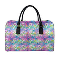 Tropical Flamingo And Hibiscus Print Leather Duffel Bag