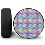 Tropical Flamingo And Hibiscus Print Leather Spare Tire Cover
